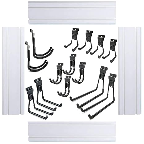 Slatwall Accessories (4 Pack Slatwall Panels and 14 Pack Slatwall Hooks)