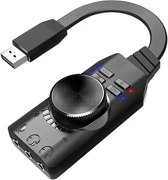 USB Sound Card Virtual 7.1 Surround Sound USB External Sound Card Adapter with PUBG Sound Effects for PC/PS4/PS5/Mac/Gaming Headset,Plug and Play