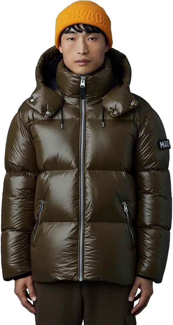 Mackage Mens Kent Medium Down Coat, 38, Green