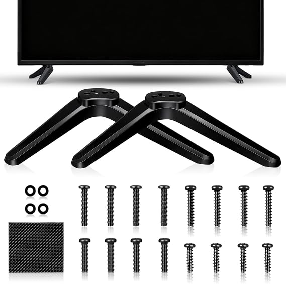 HOMSFOU Universal Tv Stand with Mounting Brackets and Screws Stable Tabletop Tv Holder for 32-55 Inch Tvs Non-Slip Base Easy Installation for Home and Office Use