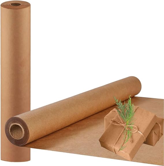 FONTSATTY Brown Paper Roll, 17'' x 590'', 44cmx15m Kraft Wrapping Paper, 80GSM Thicken for Packing, Moving, Shipping Floor Covering Table & Crafts/Arts, Bond Paper, 1 Pack