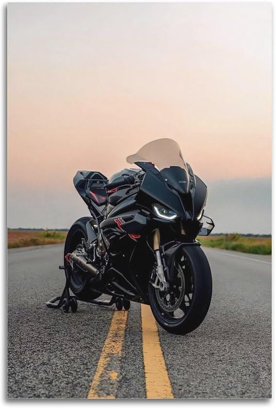 CWBUFD Superbike Poster S1000RR Black Motorbike Sportbike Decorative Canvas Family Bedroom Artwork Picture Painting 12x18inch(30x45cm)