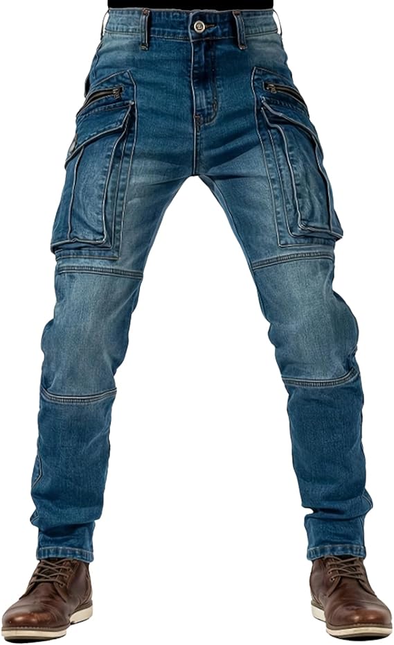 Motorcycle Pants & Motorcycle Casual Jeans Comfortable Stretch Slim Motorcycle Riding Pants All Season Relaxed Jeans for Men