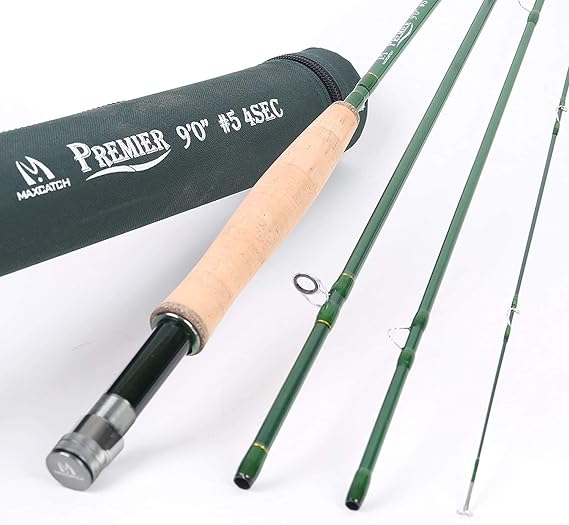 Maxcatch 3-12wt Medium-fast Action 4-Piece Premier Fly Rod-IM8 Carbon Blank for High Performance,with AA Cork Grip Hard Chromed Guides and Cordura Tube