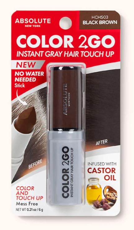 Absolute New York Color 2 Go - Instant Root Touch Up Hair Stick (HCHS03 Black Brown, .21 oz)