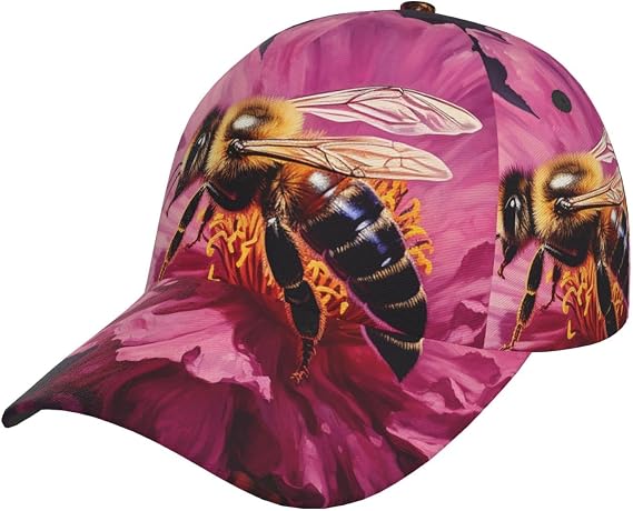 Baseball Cap for Men Women Dad Hat Classic Adjustable Trucker Hats Bees Circling Summer Sun Hats Fashion Sports Hats Black
