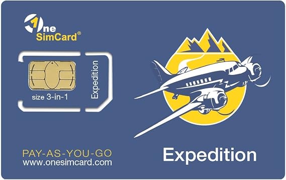 Expedition International SIM Card for Travel in 200+ Countries with $5 Credit Data from $0.01 per MB. Compatible with All Unlocked GSM Devices & Phones