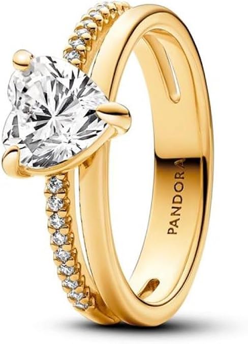 Pandora Timeless Heart 14k gold-plated ring with clear cubic zirconia