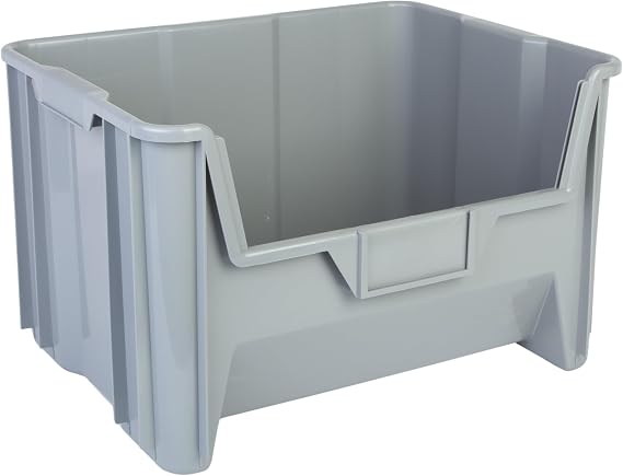 HE HUDSON EXCHANGE 20" x 15" x 12.5" (3 Pack) Plastic Giant Stackable Hopper Bin, Gray