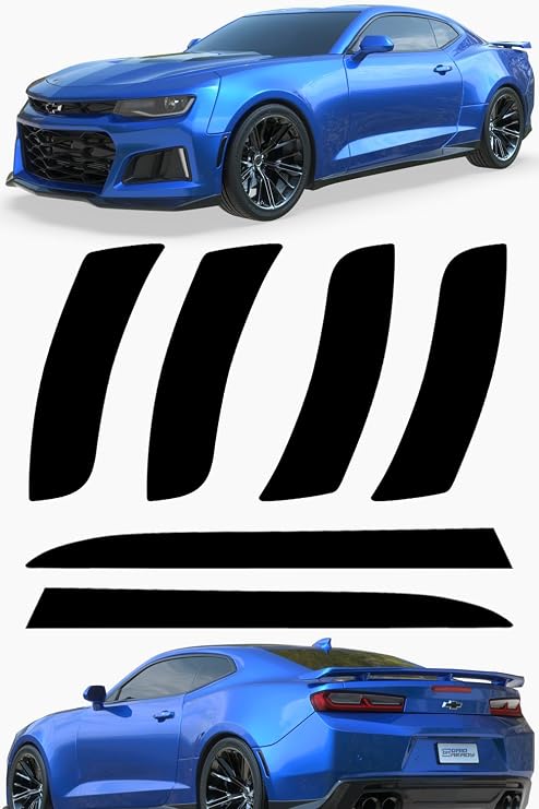 Fits 2016-2024 Chevrolet Camaro Side Marker Lights and Rear Reflector Tint Kit. These Vinyl Black sidemarker Accessories fit All Trim Levels