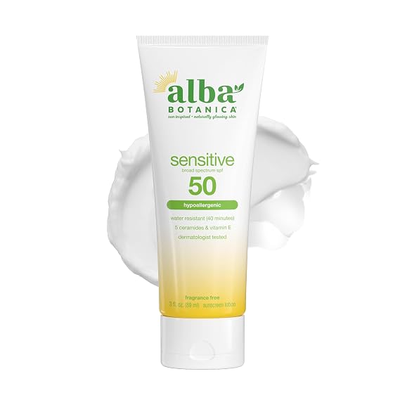 Alba Botanica Sensitive Sunscreen Lotion SPF 50, 3 Oz