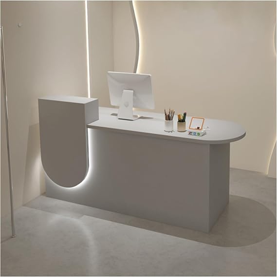 Small Reception Desk with Counter, Front Desk Reception Counter, Modern Counter Table Reception Room Table Office Front Desk for Checkout Lobby, Salon, Store Shop, Beauty Salon(Grey,90*60*100cm)