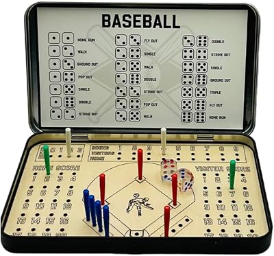Travel Game Hockey Baseball Football Softball Knuckle Dice Table Game for Adults or Kids,Outdoor Indoor Interaction Toy Functional Fun for Family Game Night or Party with Friends Baseball