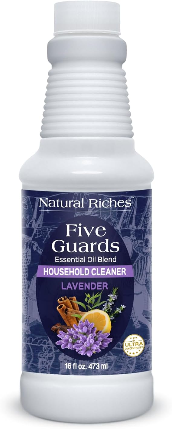 Five Guards Household Cleaner Concentrate Lavender Scent 16 Fl Oz | Essential Oil Blend Household Cleaner From The Tales of French stories of Thieves - Natural Riches