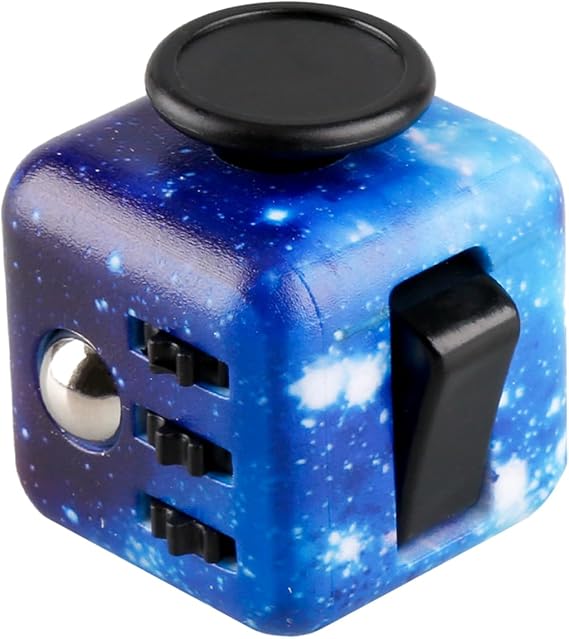 6-Sided Stress Relief Sensory Toy for Anxiety,ADHD,Focus,Portable Finger Cube Toy for Office,Classroom,and Home(Sky purple)