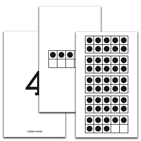 Didax Educational Resources 1-50 Ten-Frame 150 Cards, White, Black, 0.81 H x 6.0 L x 4.5 W, (211480)