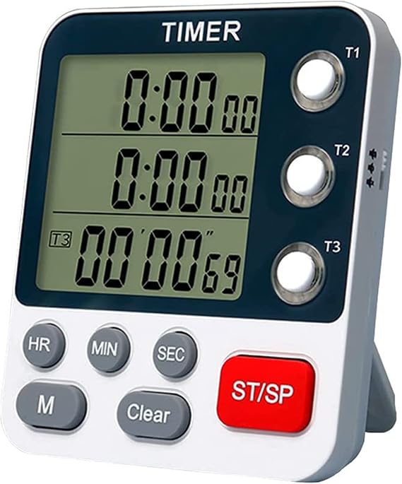 Digital Dual Kitchen 3 Channels Count Up/Down Cooking Large Display Loud Volume Alarm and Flashing