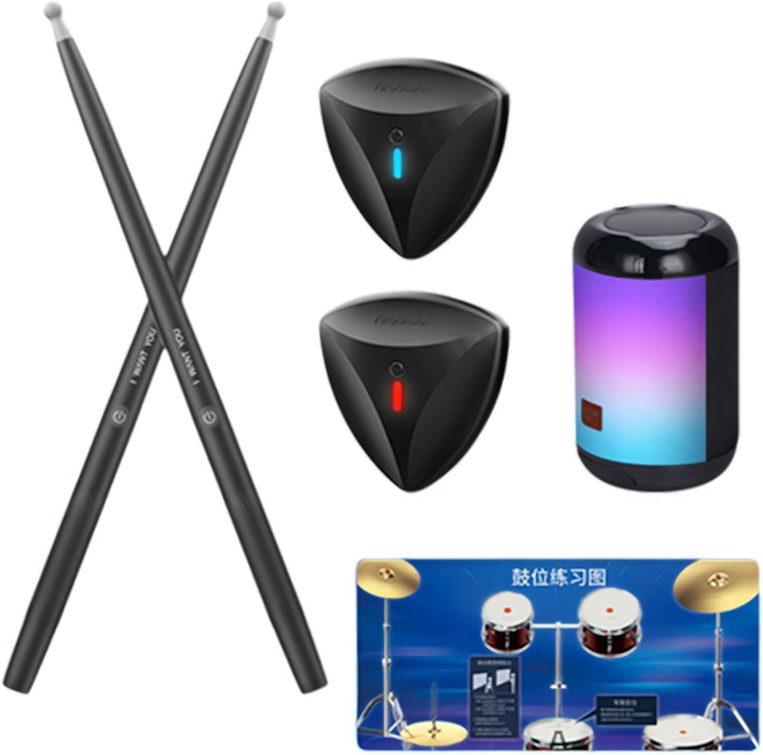Virtual Electronic Drum Set, Air Drum Sticks Set, Electric Drumsticks, Air Drum with Drumsticks Pedals Bluetooth Audio and 8 Sounds Electric Tabletop Drum Set Machine for Beginners Adults Kids Gift