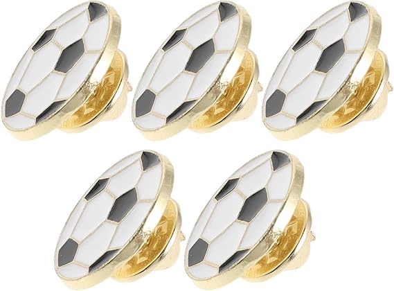 5Pcs Football Lapel Pin: Soccer Backpack Badge - Zinc Alloy Brooch Sport Badge Souvenirs for Football Team Giveaways, for Shirt, Hat, Bag Decoration