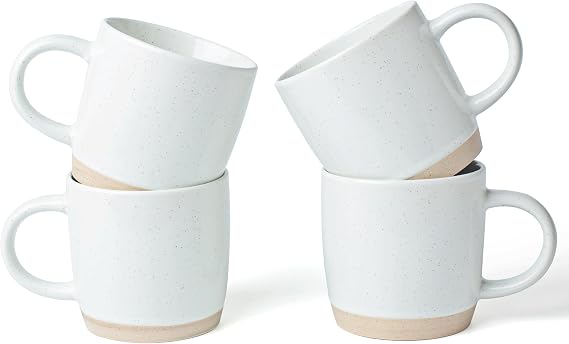 famiware Milkyway Coffee Mugs of 4, 13 oz Mug Set, Ceramic Cup with Handle | Stoneware Dringking Cup Set for Coffee, Cappuccino, Latte, Tea, Cocoa, Microwave & Dishwasher Safe, White
