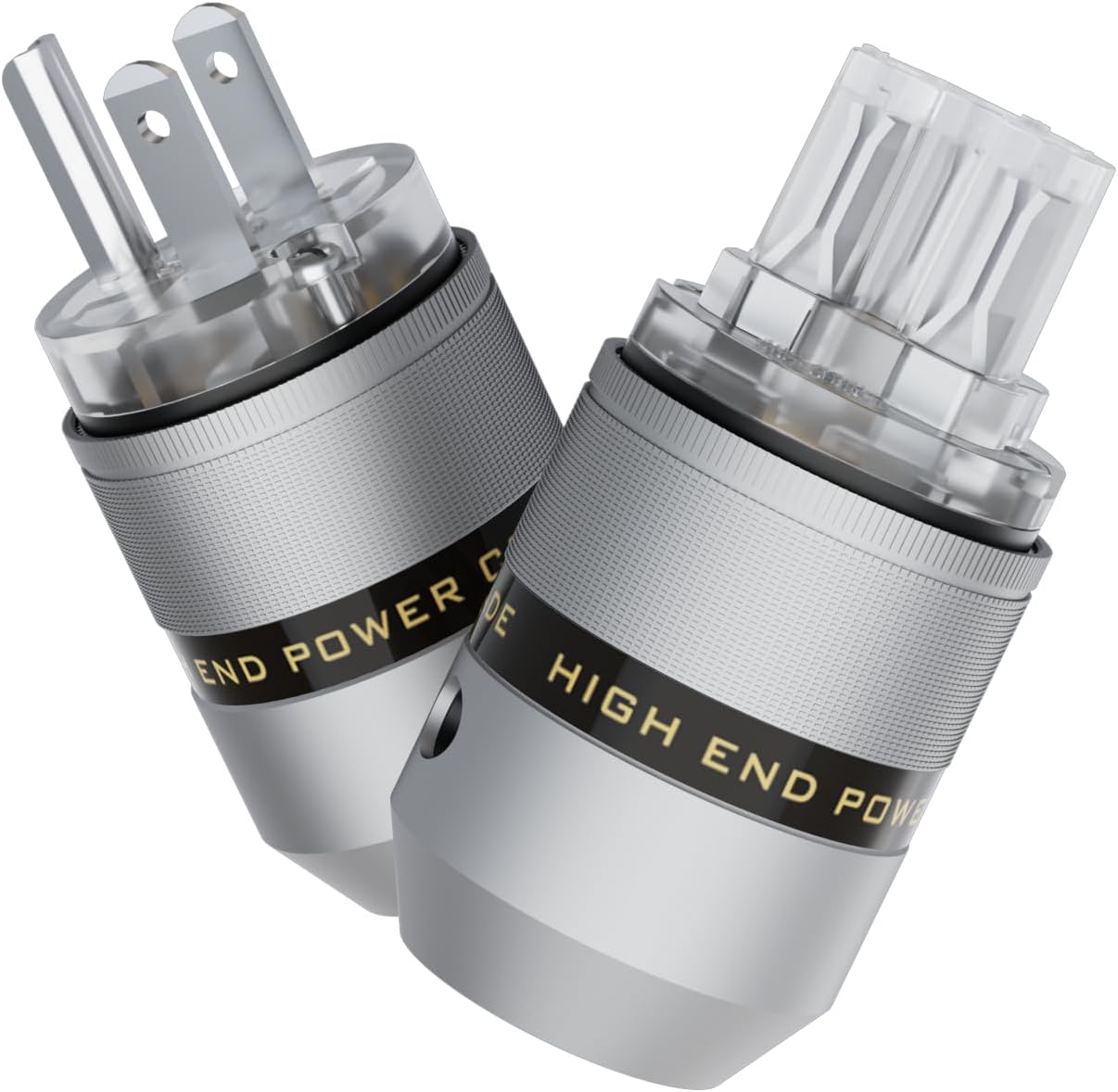 Preffair 1 Pair Hi-End US AC 3 Prong Male Power Plug IEC320 C15 Female Connector Rhodium Plated for Audio Grade Power Cables DIY HiFi Brass Power Plug 10A250V~15A125V P083TRC083TR