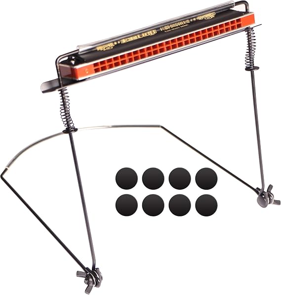 East top 24 Hole Harmonica Holder Neck Hands Free with Anti-Scratch Felt Pads to Protector Harmonica