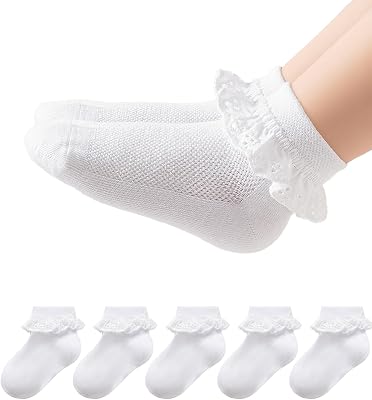 2-8Y Toddler Little Girls Cute White Ruffle Socks Dress Lace Frilly Ankle Cotton School Socks