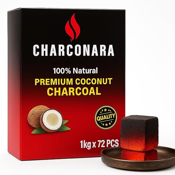 Premium Natural Coconut Charcoal Cubes Long Lasting, Odorless, Eco-Friendly Coal (1Kg, 72 pcs)