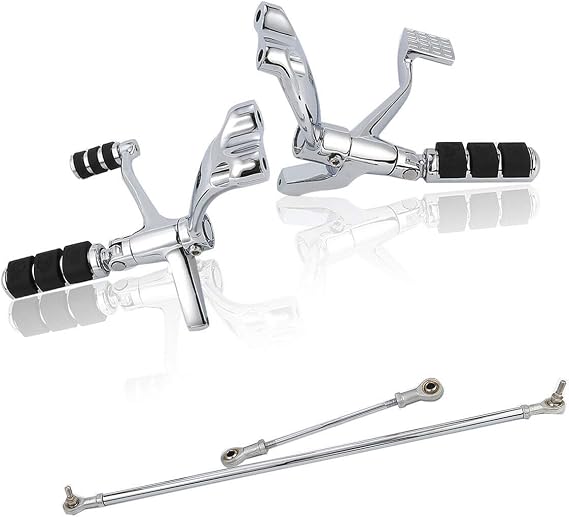 TCT-MOTORPARTS Forward Control Foot Peg Footrests Lever Linkage Kit Fit For Harley 2014-2022 Sportster Custom XL1200C Forty Eight XL1200X Roadster XL1200CX Iron 883 XL883N SuperLow XL883L Chrome