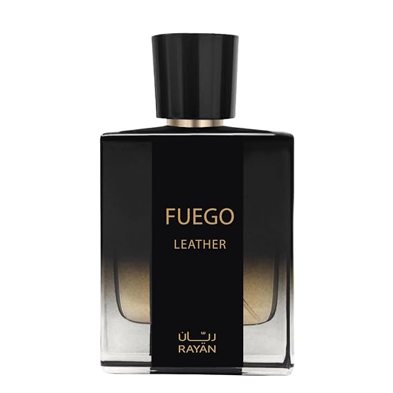 RAYAN Fuego Luxury Leather Eau de Parfum for Men, Arabian Long Lasting Cologne with Bergamot, Sandalwood & Amber, 100mL (3.34 fl oz)