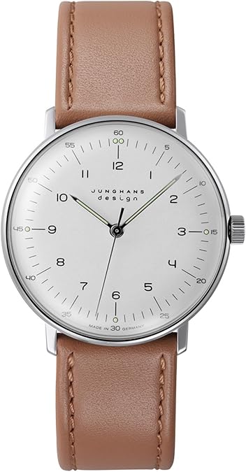JUNGHANS Max Bill Handaufzug Hand-Winding Sapphire Crystal Beige Leather Watch 027/3701.02