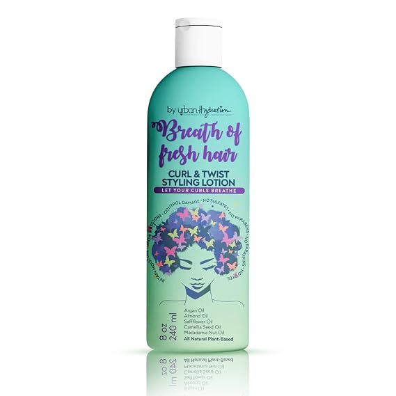 Urban Hydration Breath of Fresh Hair Curl & Twist Styling Lotion, Curl Cream for Natural Hair, Frizz Control & Moisture with Avocado, Argan & Almond Oils, Daily Styling for Curly & Wavy Hair 8 FL Oz