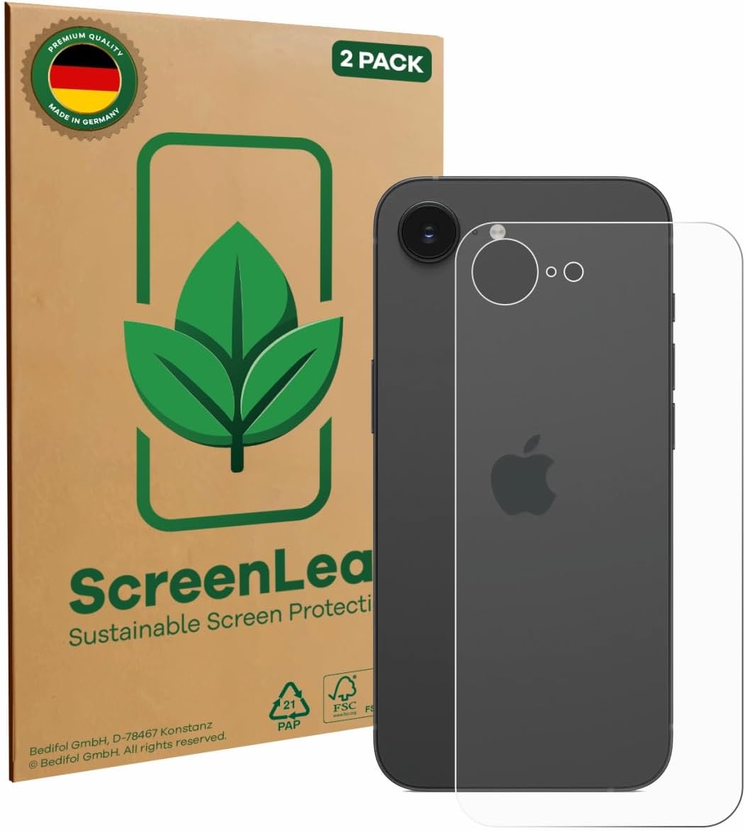 2 Pack Screen Protector compatible with Apple iPhone 17e (Back) [sustainable screen protection, clear, anti-scratch]