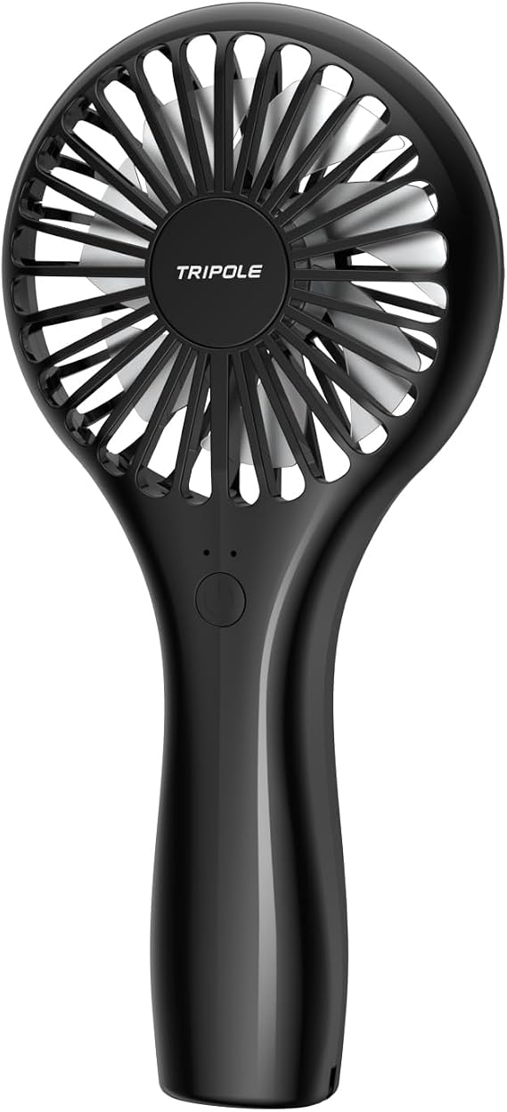 TriPole Handheld Mini Fan Battery Operated Small Personal Portable Fans Speed Adjustable USB Rechargeable Fan for Kids Girls Women Men Home Office Indoor Outdoor Travelling, Black