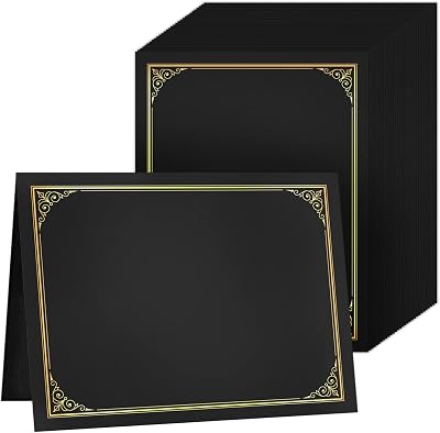 SUNEE Certificate HoldersBlack, 30 Packs, New Pattern, Diploma Covers Gold Foil Border, for Letter Size 8.5x11 Certificates, Cardstock, Document Papers