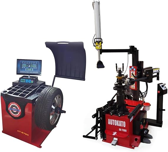 KATOOL 2.0HP Bead Blaster Tire Changer Machine KT-T900 Automatic Hydraulic Tire Changer Wheel Balancer KT-B750(Automatic Measurement Ruler) Combo Wheel Changers Tire Machine
