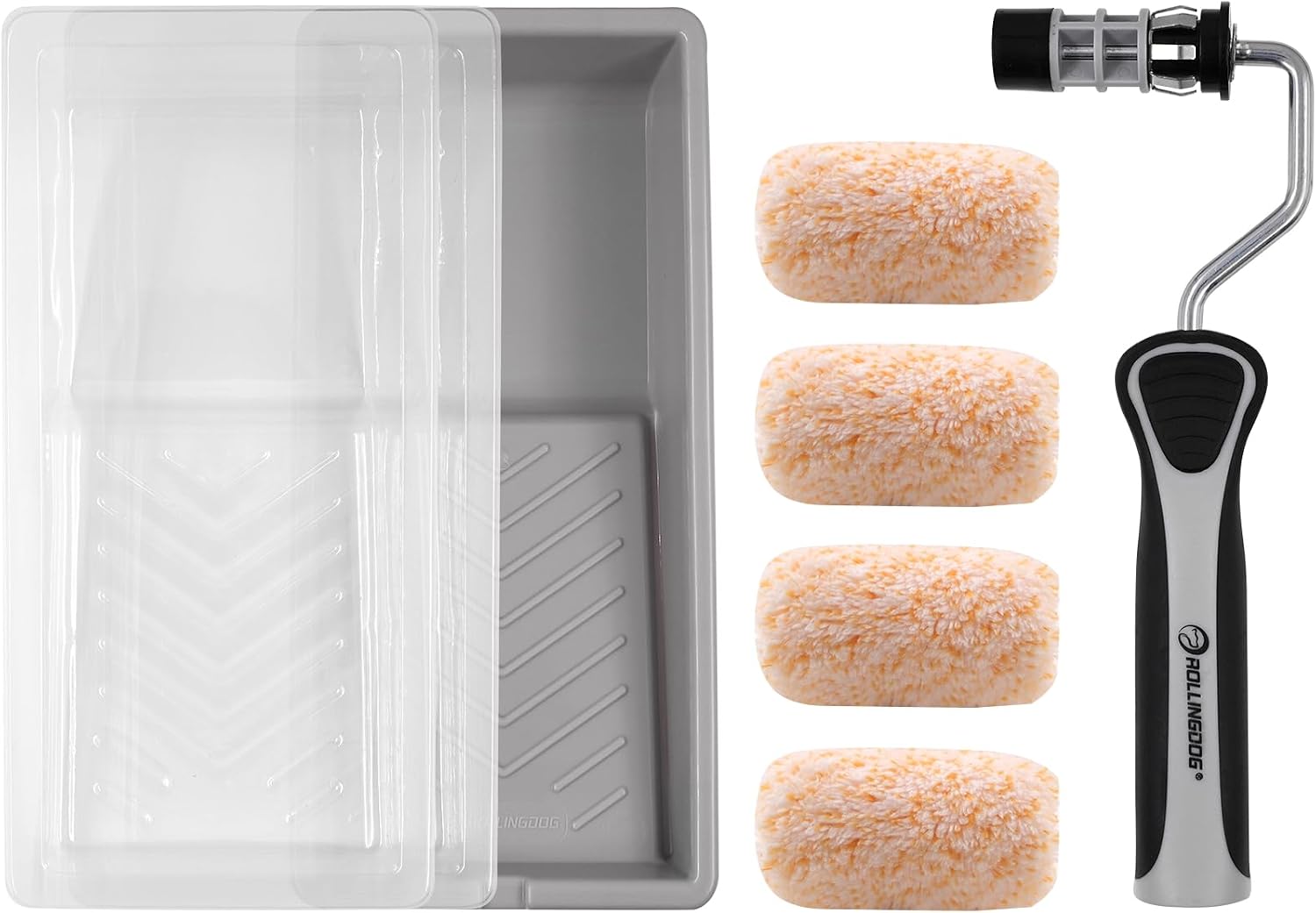 ROLLINGDOG 2 Inch Mini Roller Set - Microfiber Mini Roller,Small Paint Roller Tray with Liners