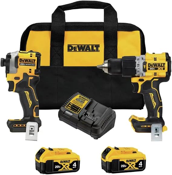 20V MAX XR Hammer Drill and ATOMIC Impact Driver 2 Tool Cordless Combo Kit with (2) 4.0Ah Batteries, Charger, and Bag