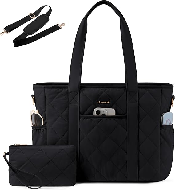 LOVEVOOK Tote Bag for Women, Puffer Work Tote Bag with Zipper, Quilted Nurse Teacher Shoulder for Daily,Travel,Gifts for Her