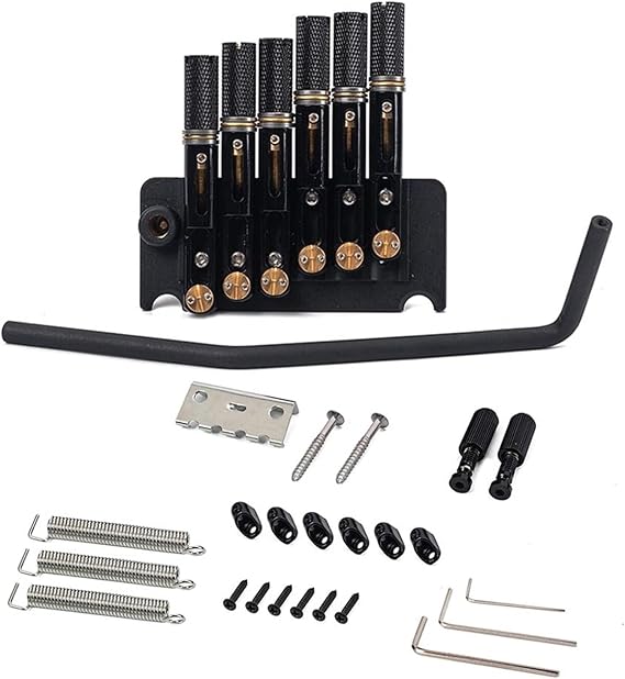 Guitar Replacement Parts 1 Set 6 Strings Or 7 Strings Headless Guitar Fanned Fret Tailpiece Tremolo Bridge Black For Headless Guitar (Color : 6 string)