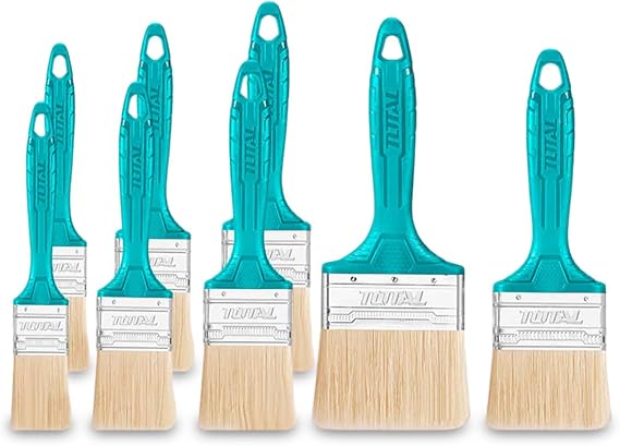 TOTAL - 8-Teiliges Pinselset für Ölfarben - Robuste Borsten - Kunststoffgriff - Verschiedene Größen für Präzision und Deckkraft - Für Profi- und Heimwerkergebrauch