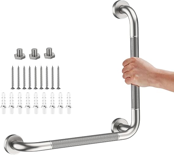 Angled Grab Bar 16x16 Inch, L-Shaped Grab Bars for Bathtub Shower