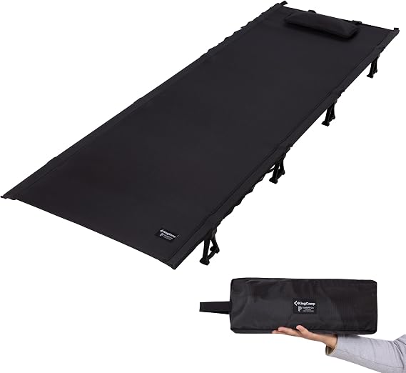 KingCamp Ultralight Folding Camping Cot, Ultra Compact Pack Size 36 × 13cm | 7075 Aluminium Frame, Supports 300 lbs, Portable Camping Bed for Camping, Hiking, Travel, Festival & Home