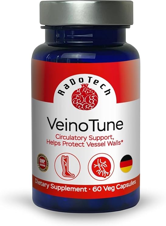 VeinoTune Varicose Veins Reduced on Legs, Reduces Swelling, Horse Chestnut 300 mg, 60 Plant-Based Caplets, 60 Day Supply, GMP, (Pack of 1)