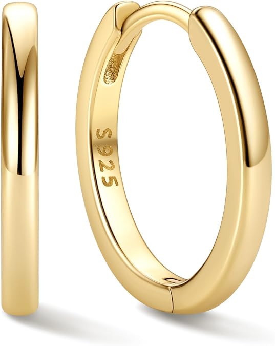ChicSilver 925 Sterling Silver Huggie Hoop Earrings Small Hoop Earrings for Women Hypoallergenic Silver Huggie Earring Cartilage Earrings for Women (6/8/10/12/14/16/18/20MM)