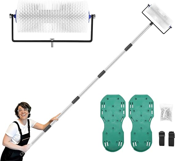 Spike Roller for Self Leveling Cement, 77'' Extension Pole with Spike Shoes