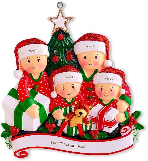 Family Christmas Ornament - 2022 Personalized Christmas Ornament with Family Member Names, Custom Family, Christmas Tree Ornament Decorations (4 Names)