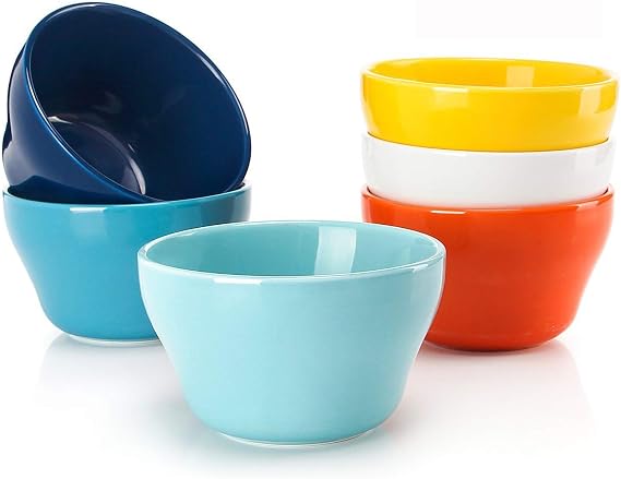 Sweese Set of 6 Porcelain Bouillon Cups, Multicolor Superior Durable Professional Grade, 8 Ounce Capacity, 6.0 Count