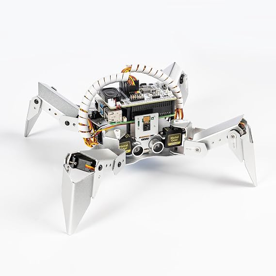 SunFounder PiCrawler AI Robot Kit for Raspberry Pi 5/4/3B+/Zero 2W, Openclaw LLMs ChatGPT/Gemini/Grok, Voice&Video Recognition, Python/Scratch, Mic, Camera (RPI NOT Included)