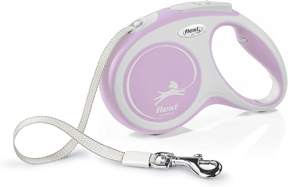 Flexi Comfort M | 5 m Retractable Tape Leash for Dogs up to 25 kg | Rose |